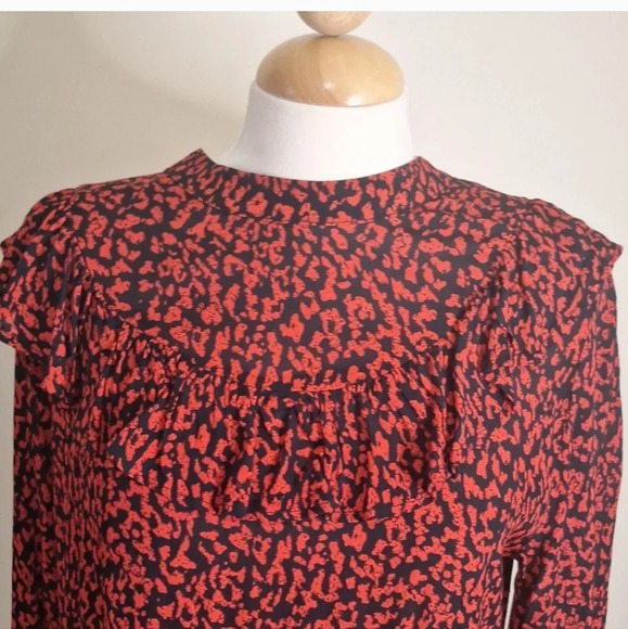 Zara blogger favorite tiered ruffled long sleeve print dress SZ L - Picture 8 of 9